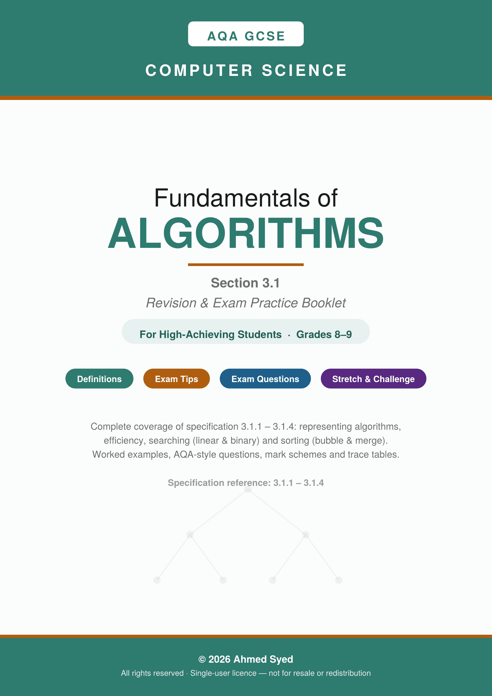 AQA GCSE 3.1 Fundamentals of Algorithms cover preview