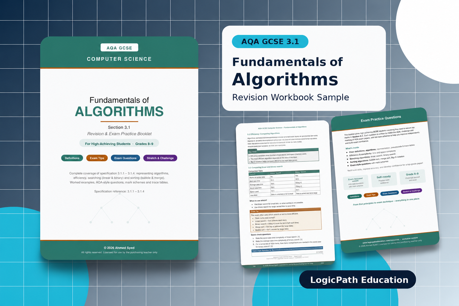 Sample preview of the AQA GCSE 3.1 Fundamentals of Algorithms workbook