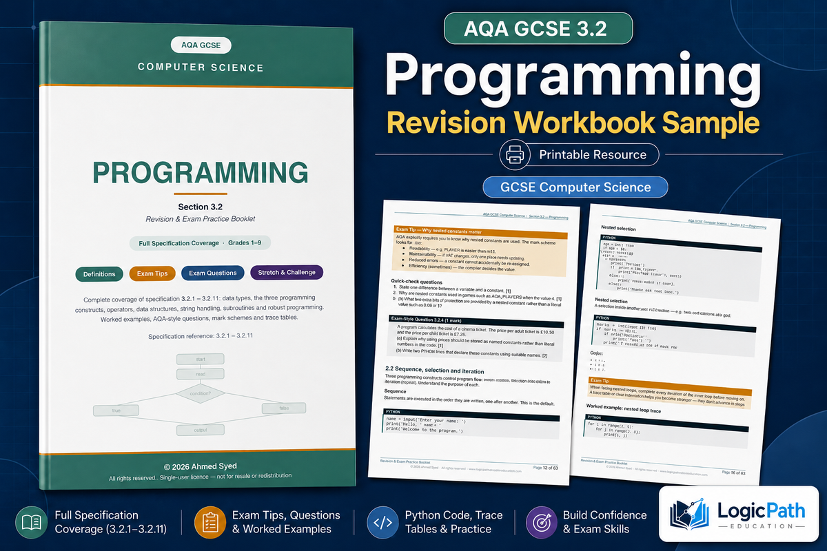 Sample preview of the AQA GCSE 3.2 Programming workbook