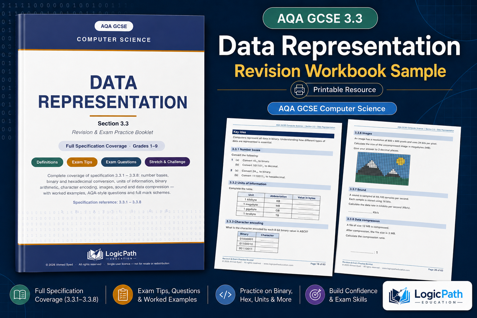 Sample preview of the AQA GCSE 3.3 Data Representation workbook